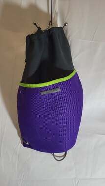 Rodan + Fields Spotless Mesh Drawstring Backpack Purple Gray Lime